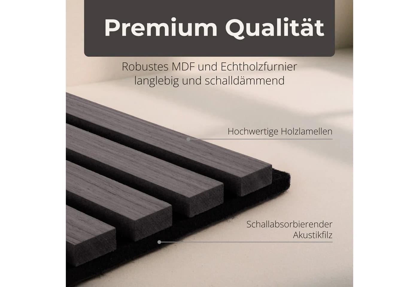 Dalsys Akustikpaneele 4-tlg. Grau 3D Lamellen Wandverkleidung - Bild 5