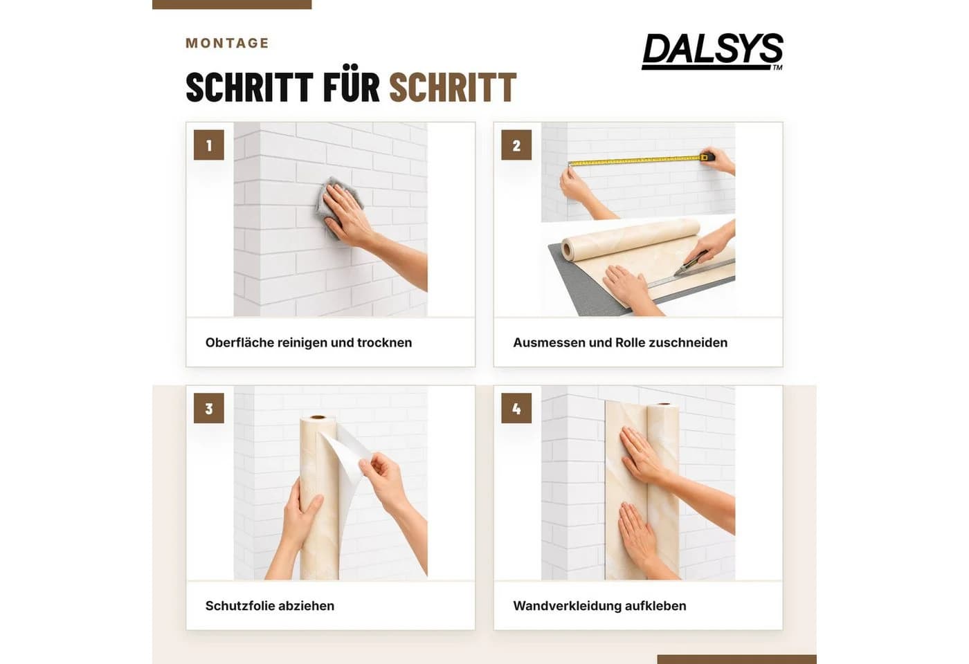 Dalsys Wandverkleidung Selbstklebend Marmoroptik Weiß PVC Rolle - Bild 4