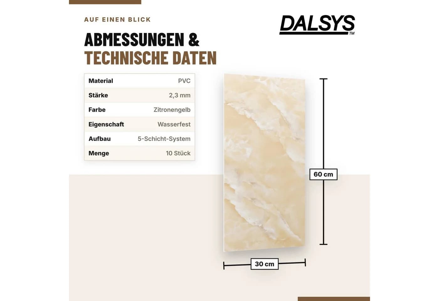 Dalsys Wandpaneel Marmoroptik Gelb Selbstklebend PVC