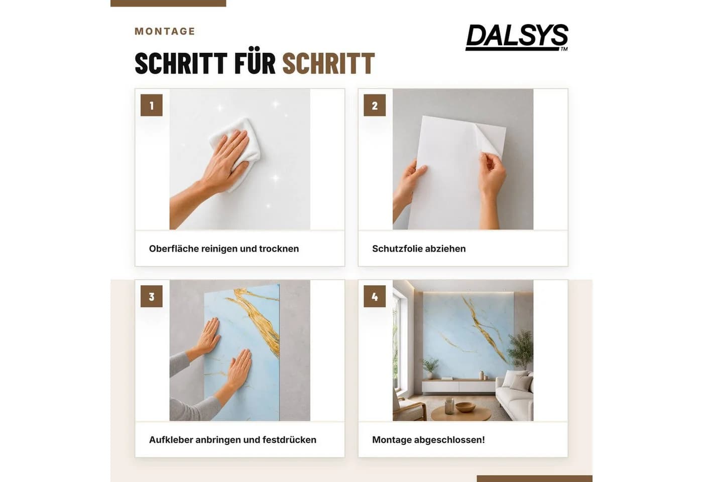 Dalsys Wandpaneel Marmoroptik Gelb Selbstklebend PVC - Bild 4