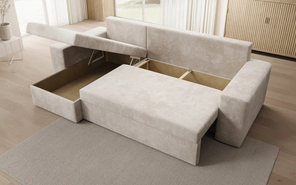 Luxusbetten24 Schlafsofa Denver Beige mit Stauraum und Schlaffunktion - Bild 4