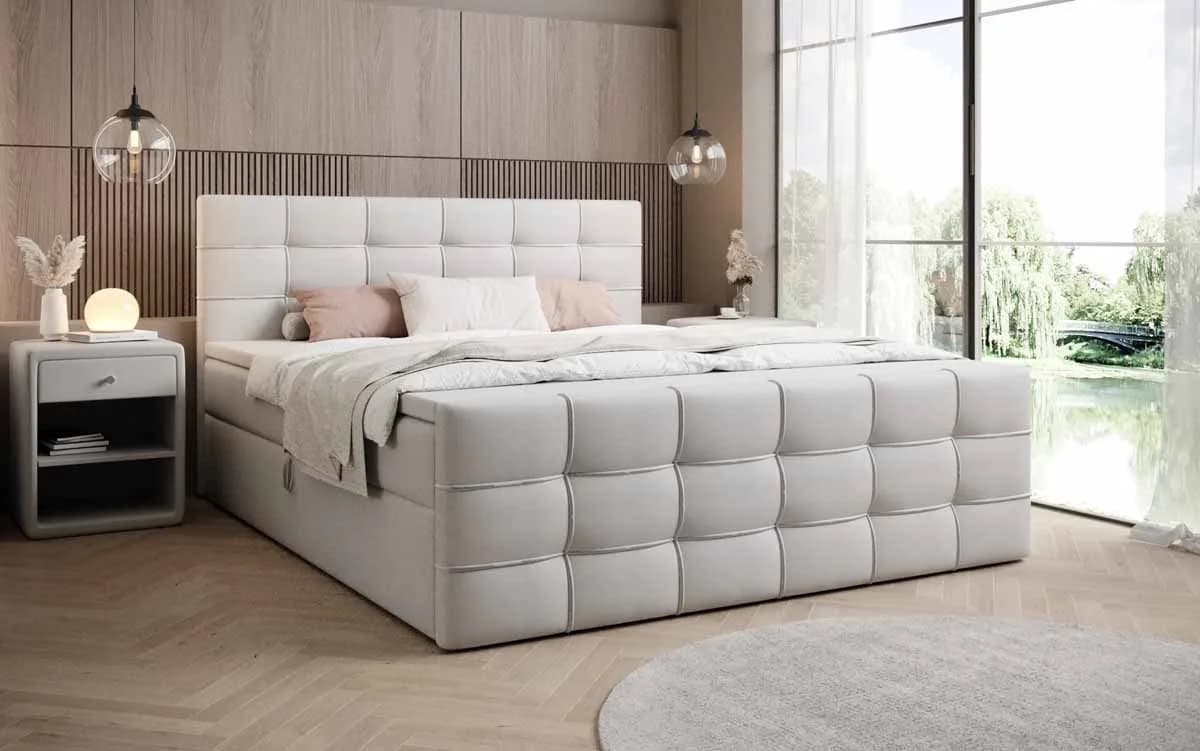 Luxusbetten24 Boxspringbett Luxor Kunstleder mit Stauraum