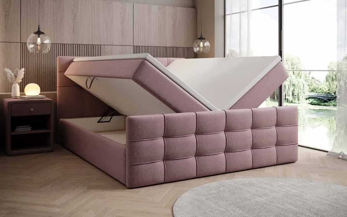 Luxusbetten24 Boxspringbett Luxor Rosa Stoff mit Stauraum - Bild 3