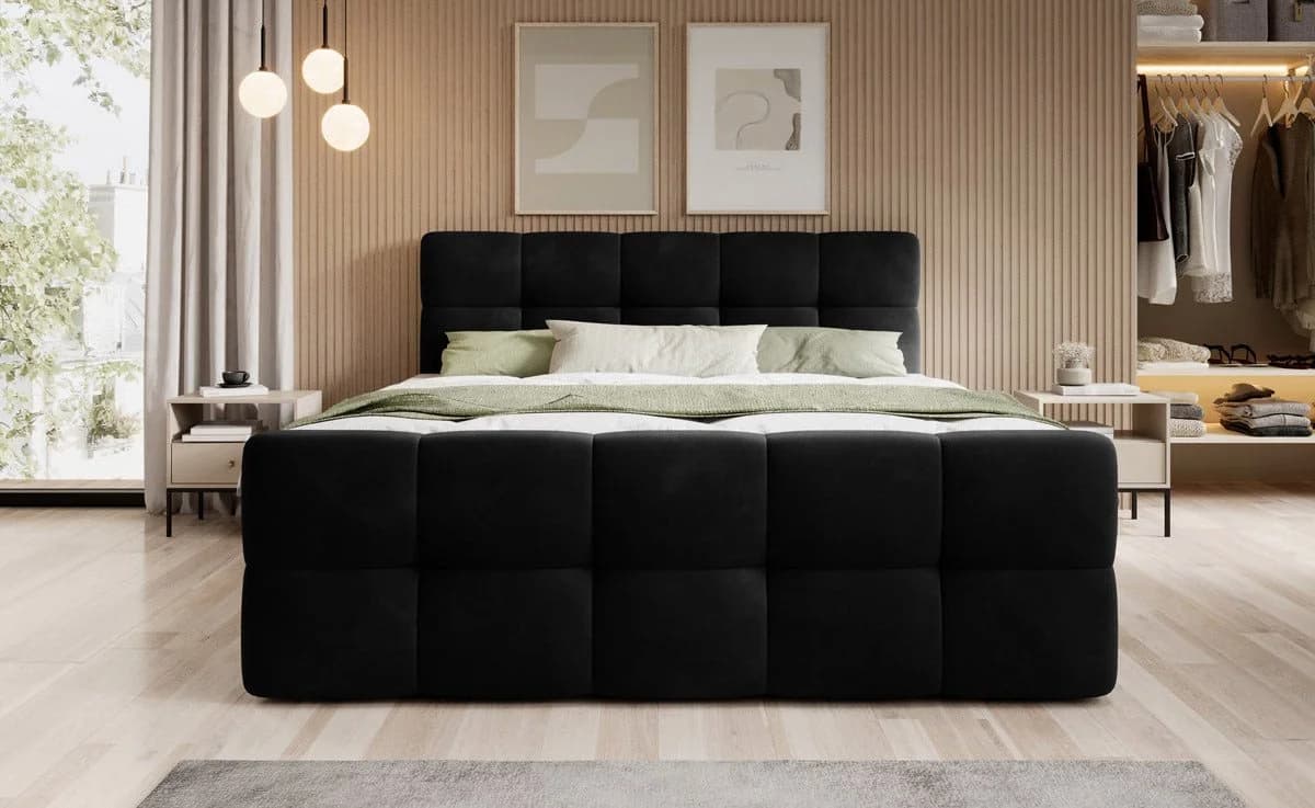 Luxusbetten24 Boxspringbett Cozy Samt Schwarz mit Stauraum - Bild 3