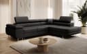 Luxusbetten24 Schlafsofa Aston Schwarz Kunstleder mit Stauraum Bild 1