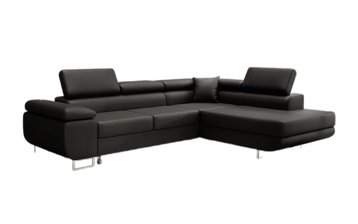 Luxusbetten24 Schlafsofa Aston Schwarz Kunstleder mit Stauraum - Bild 2