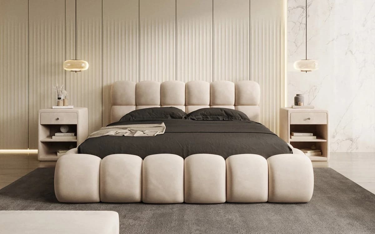Luxusbetten24 Polsterbett Boston Samt Beige mit Stauraum - Bild 4