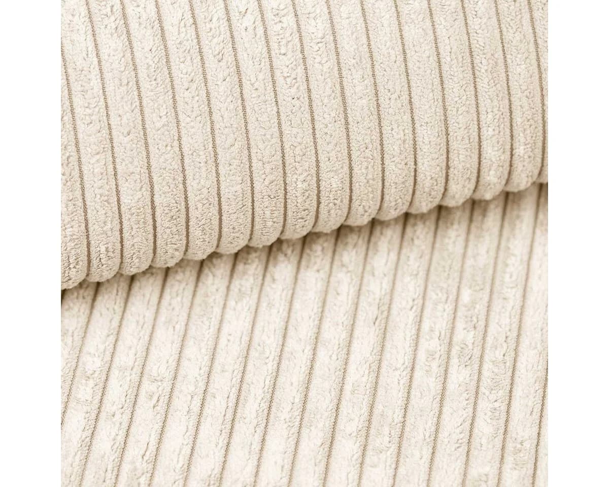 Luxusbetten24 Schlafsofa Lazy L Beige Cord mit Aufklappfunktion