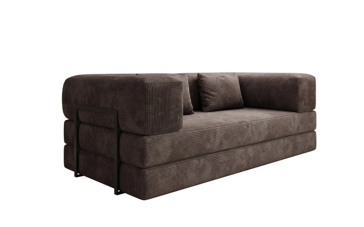 Luxusbetten24 Sofa Designer Sofa Lazy 3 Sitzer Braun Cordbezug Aufklappfunktion - Bild 2