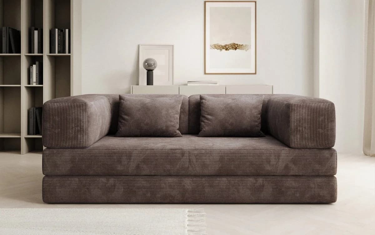 Luxusbetten24 Sofa Designer Sofa Lazy 3 Sitzer Braun Cordbezug Aufklappfunktion - Bild 3