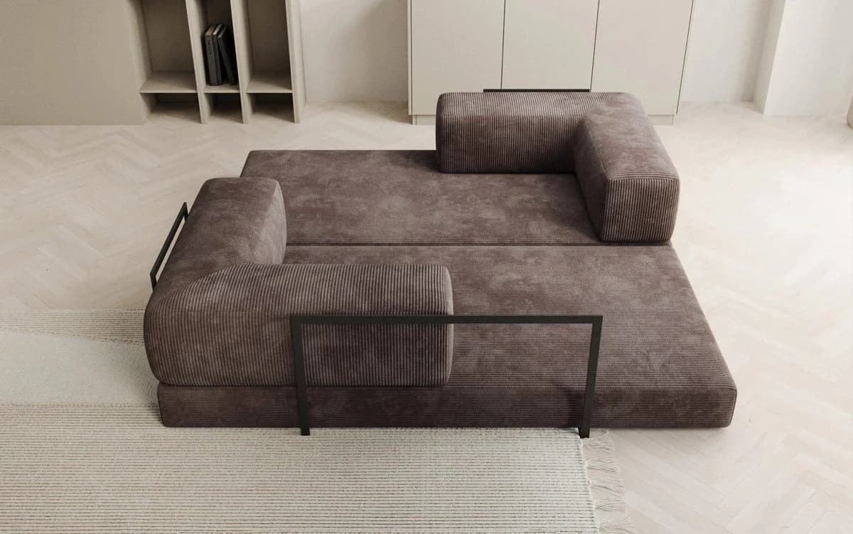 Luxusbetten24 Sofa Designer Sofa Lazy 3 Sitzer Braun Cordbezug Aufklappfunktion - Bild 5