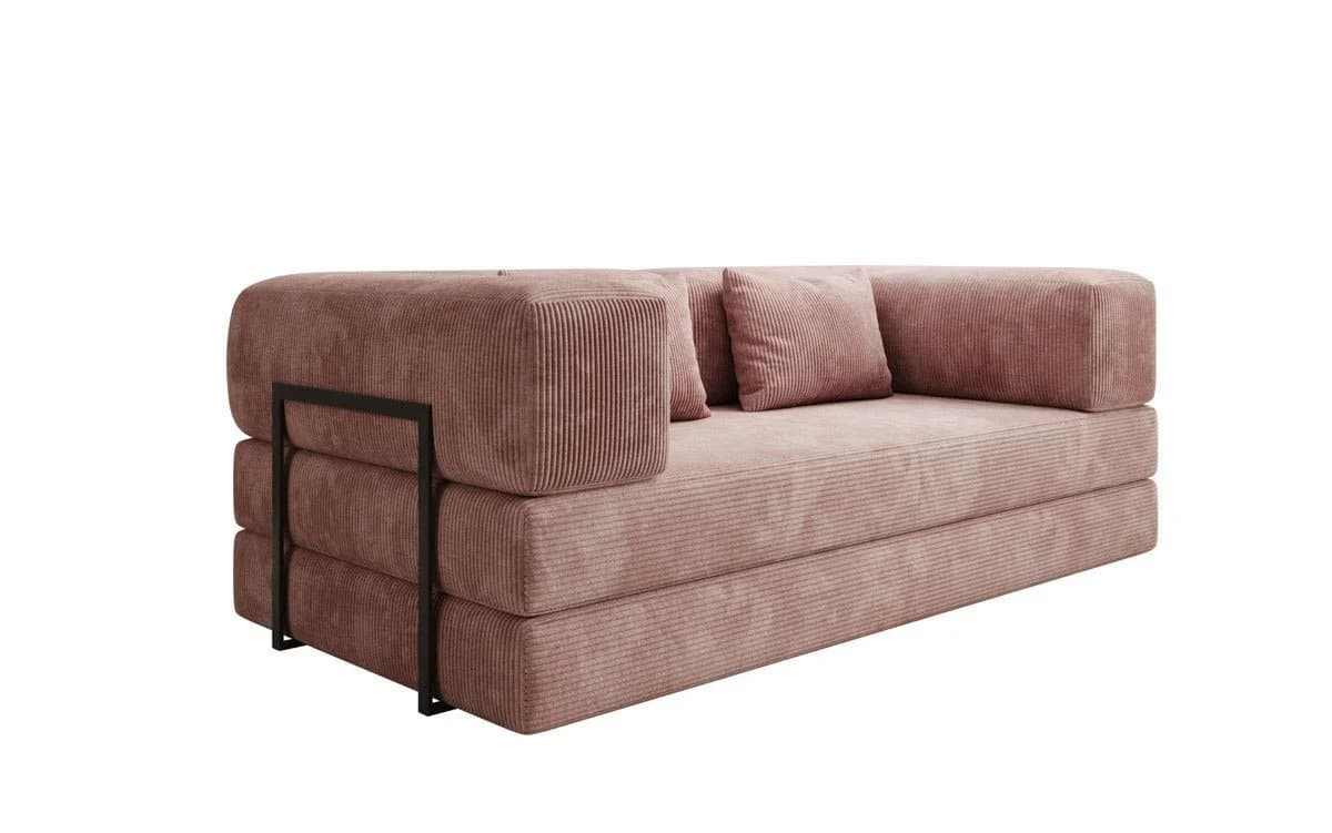 Luxusbetten24 Designer Sofa Lazy 3-Sitzer Rosa Cord mit Aufklappfunktion - Bild 2