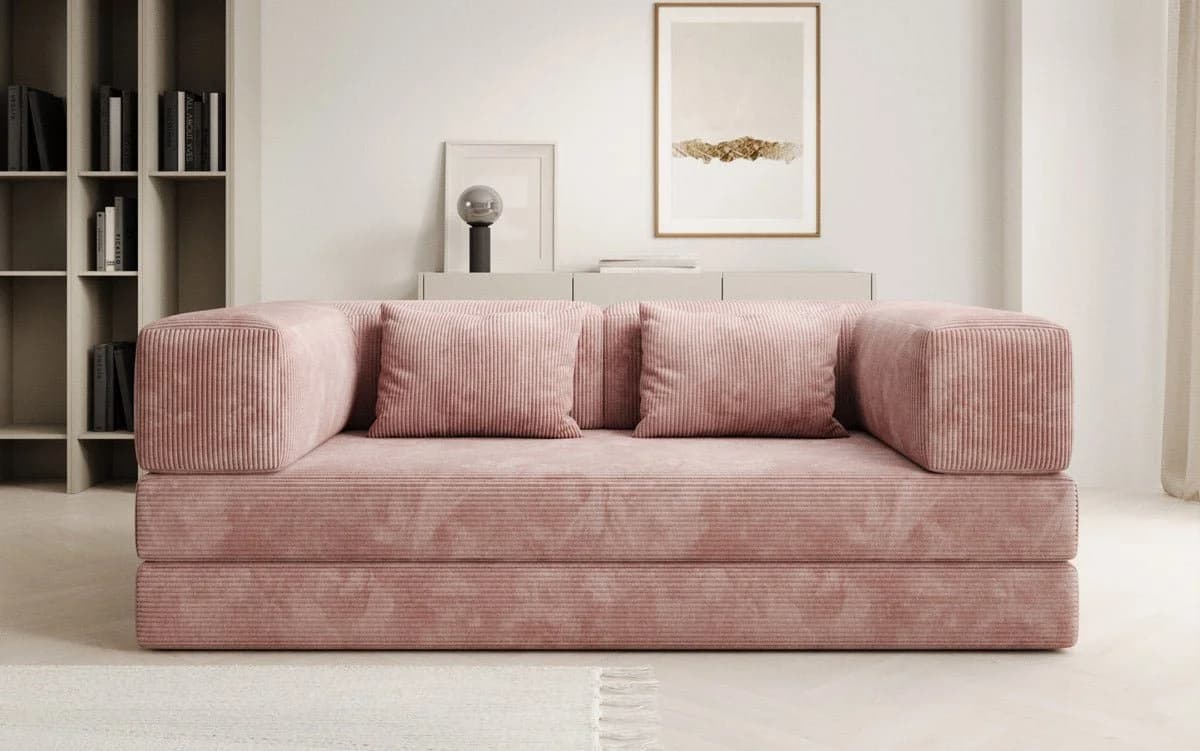 Luxusbetten24 Designer Sofa Lazy 3-Sitzer Rosa Cord mit Aufklappfunktion - Bild 3