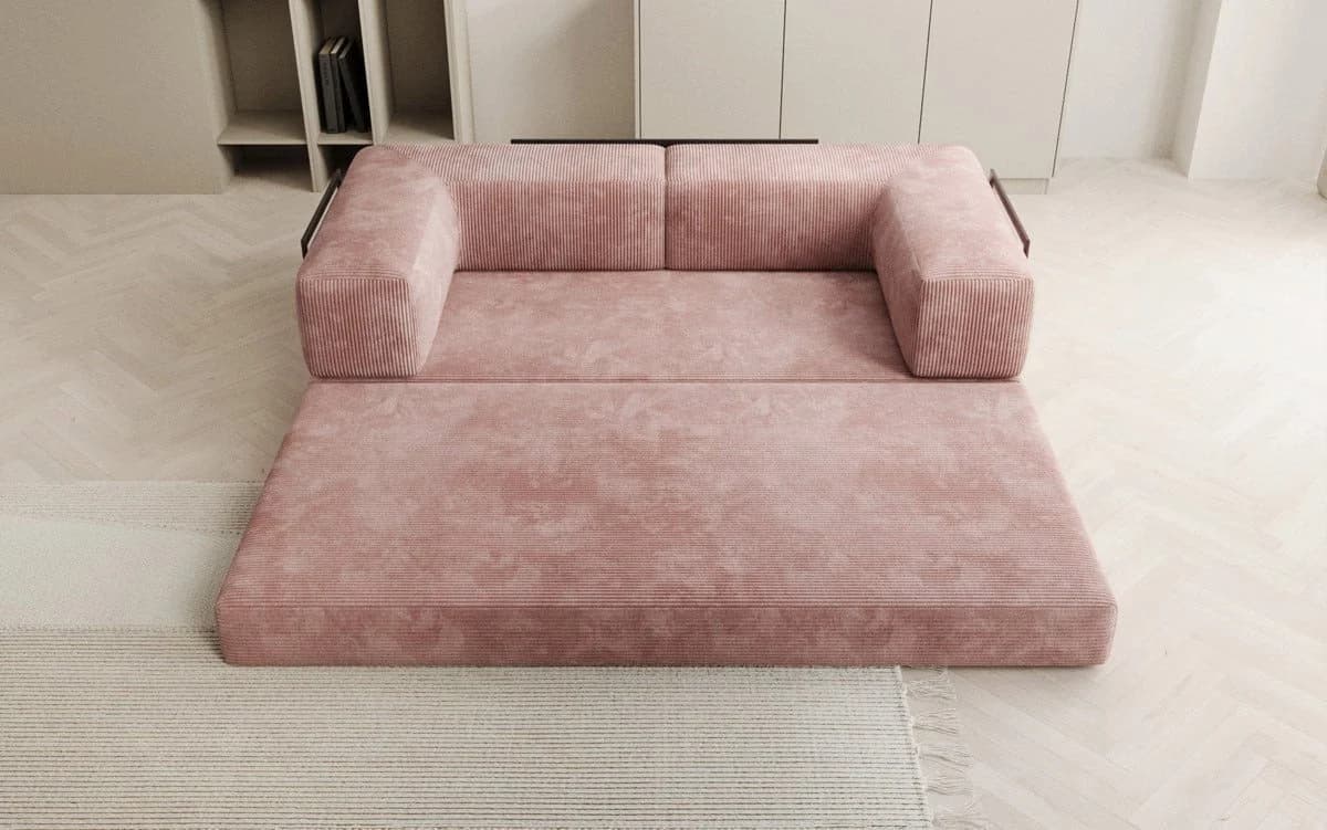 Luxusbetten24 Designer Sofa Lazy 3-Sitzer Rosa Cord mit Aufklappfunktion - Bild 4