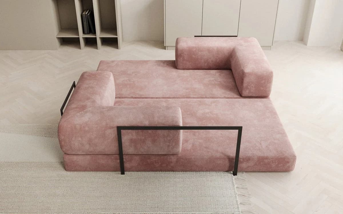 Luxusbetten24 Designer Sofa Lazy 3-Sitzer Rosa Cord mit Aufklappfunktion - Bild 5