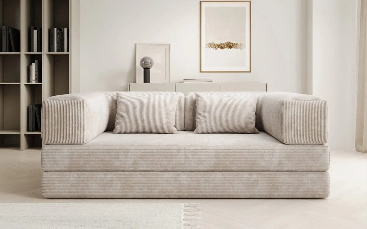 Luxusbetten24 Sofa Designer Lazy 3-Sitzer Beige Cord - Bild 3