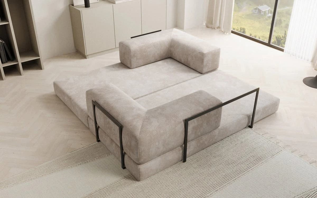 Luxusbetten24 Sofa Designer Lazy 3-Sitzer Beige Cord - Bild 4