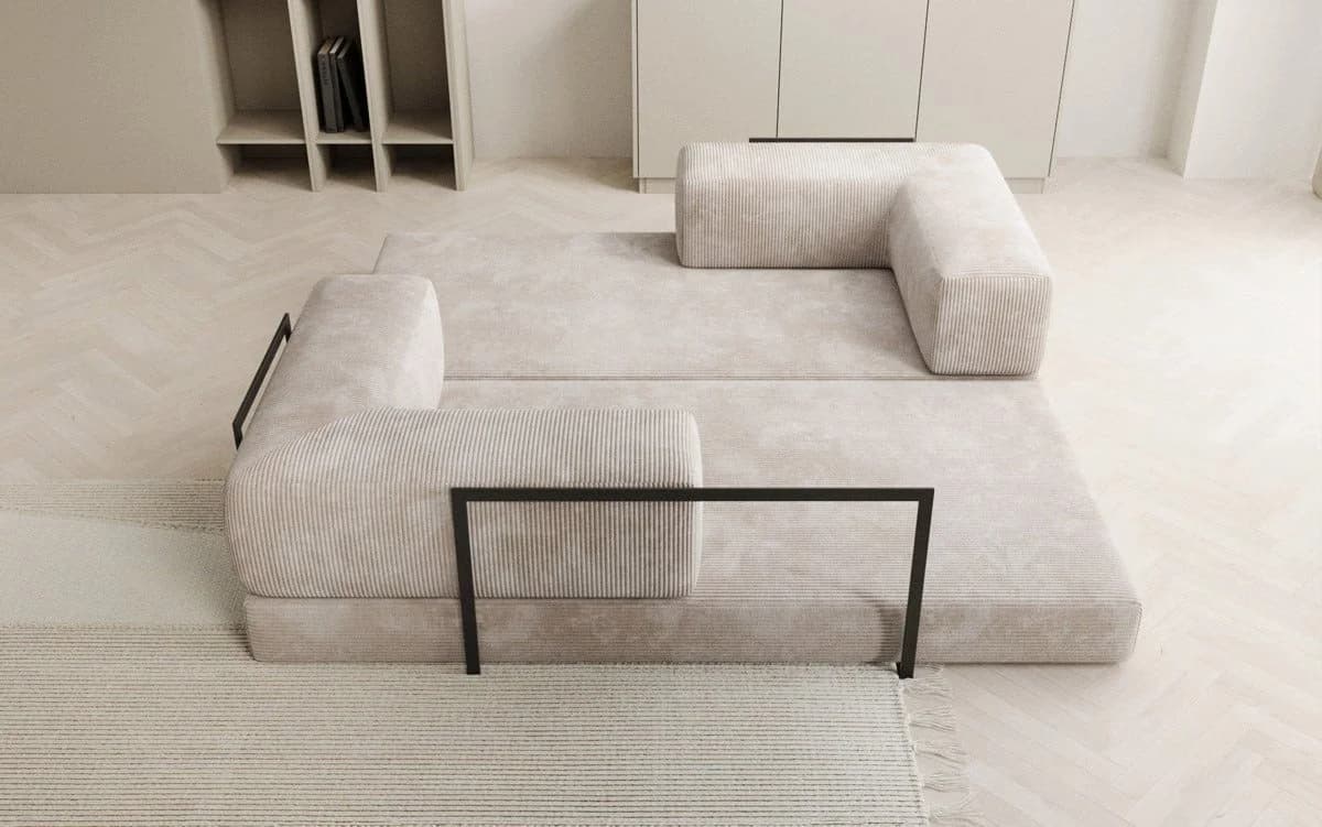 Luxusbetten24 Sofa Designer Lazy 3-Sitzer Beige Cord - Bild 5