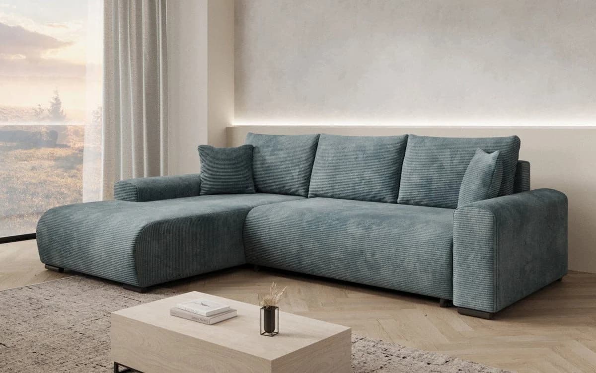 Luxusbetten24 Schlafsofa Designer Sofa Hanna Vintage Blau Cord
