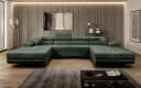 Luxusbetten24 Schlafsofa Calvera U in Cord Grün mit Stauraum Bild 1