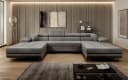 Luxusbetten24 Schlafsofa Calvera U in Grau Cord mit Schlaffunktion Bild 1