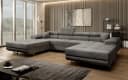 Luxusbetten24 Schlafsofa Calvera U in Grau Cord mit Schlaffunktion Bild 3
