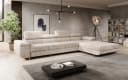 Luxusbetten24 Schlafsofa Calvera Maxi Beige Cord mit Schlaf- und Klappfunktion Bild 1