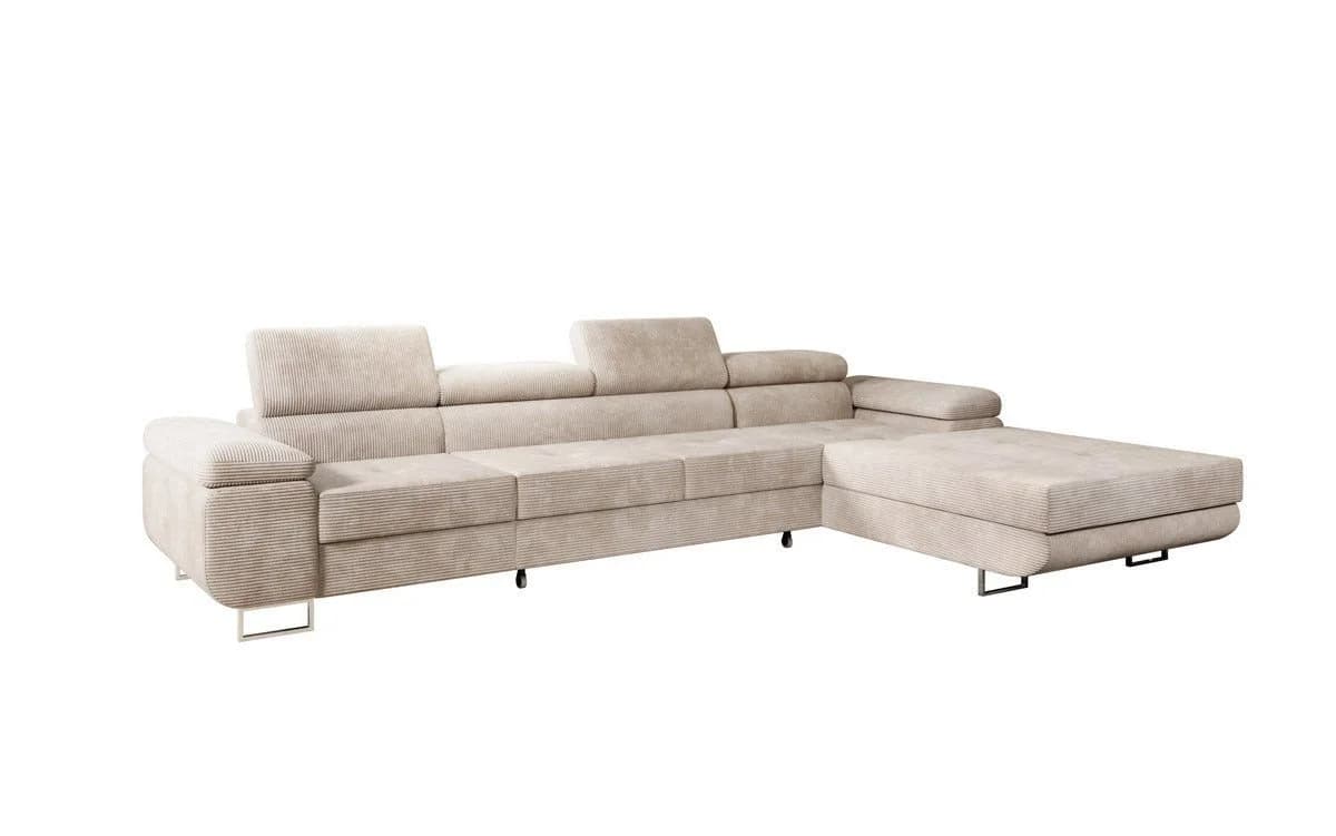Luxusbetten24 Schlafsofa Calvera Maxi Beige Cord mit Schlaf- und Klappfunktion - Bild 2