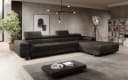 Luxusbetten24 Schlafsofa Calvera Maxi Schwarz Cord mit Klappfunktion Bild 1