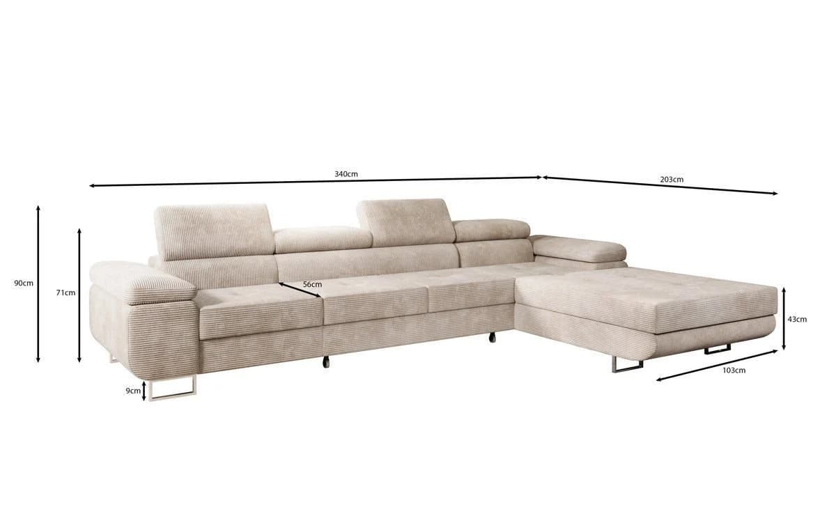 Luxusbetten24 Schlafsofa Calvera Maxi Schwarz Cord mit Klappfunktion - Bild 5
