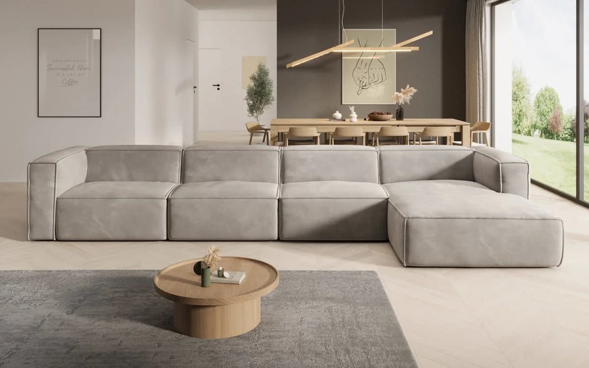 Luxusbetten24 Designer Sofa Comfy L Maxi in Samt Beige