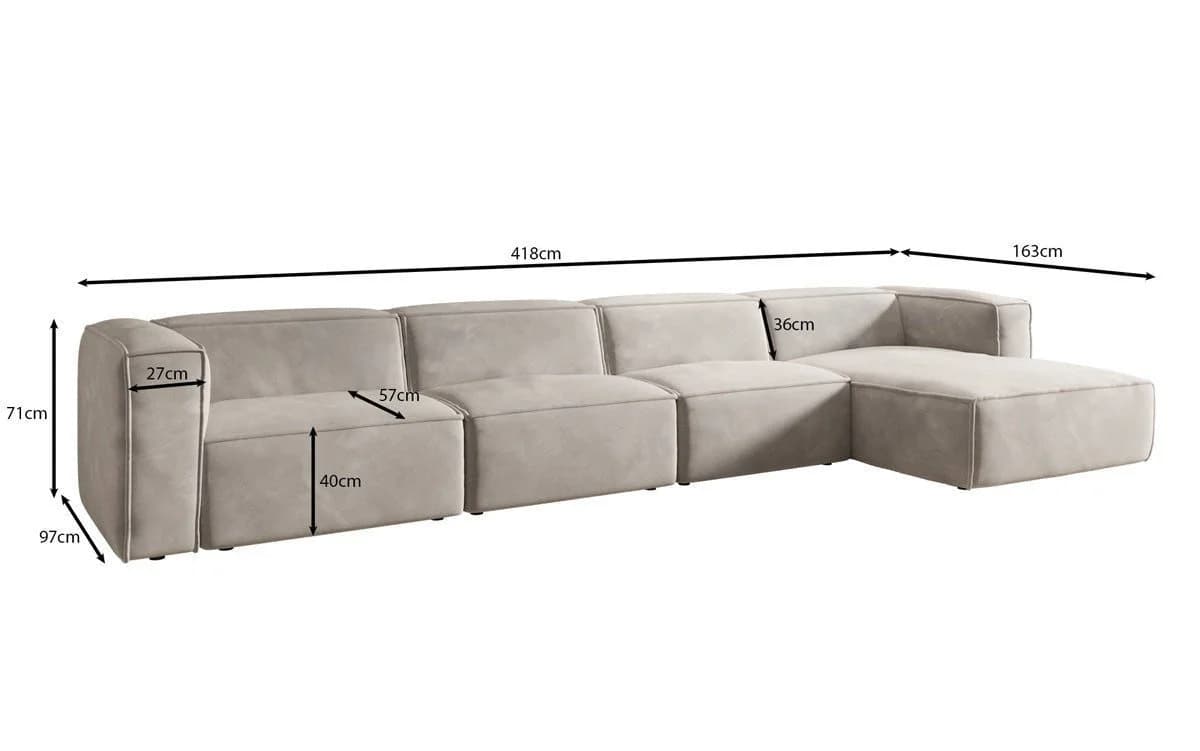 Luxusbetten24 Designer Sofa Comfy L Maxi in Samt Beige - Bild 3