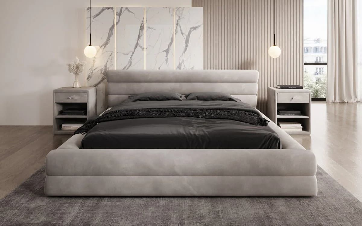 Luxusbetten24 Polsterbett Velana Samt Beige mit Stauraum - Bild 4
