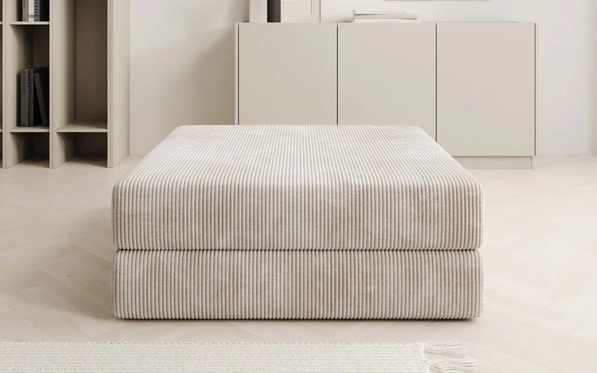 Luxusbetten24 Lazy Beistellhocker Beige Cord