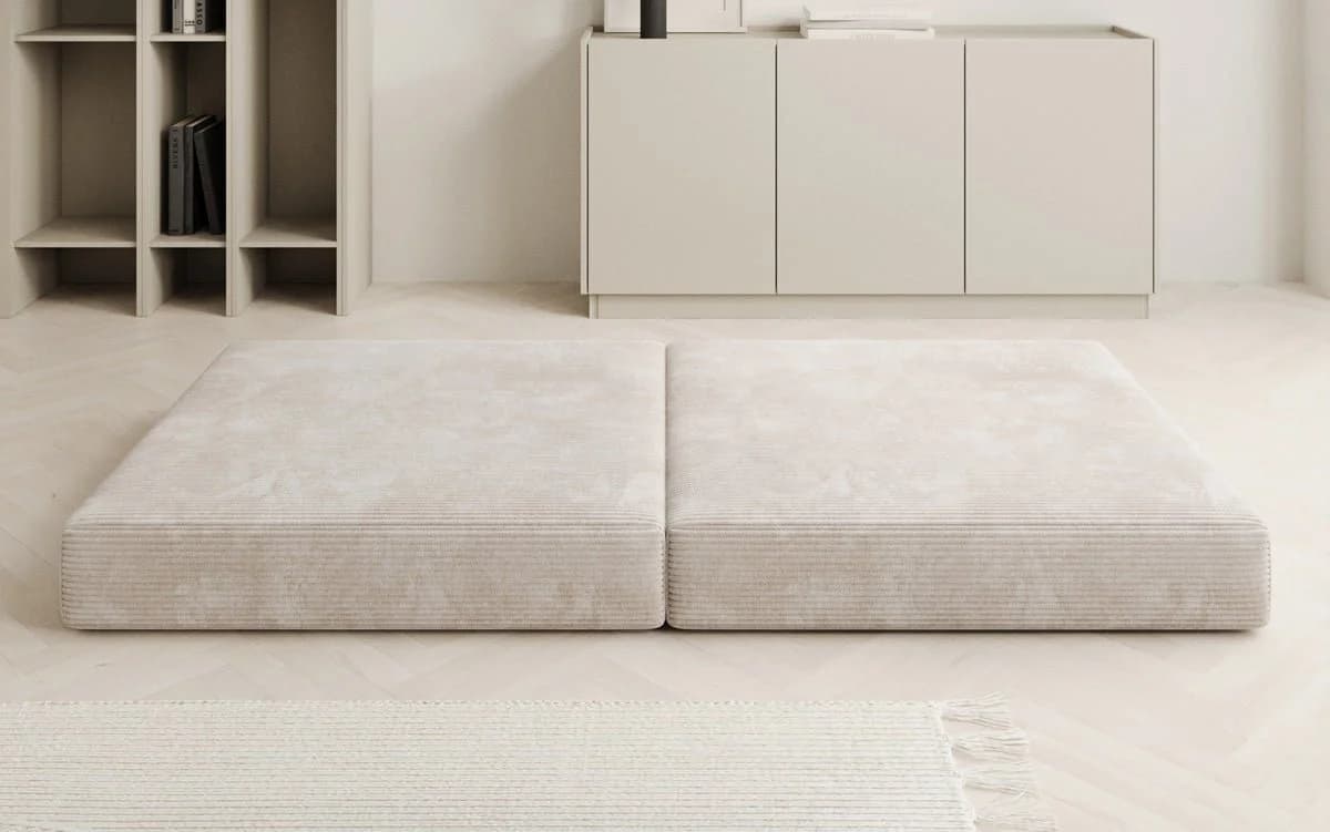 Luxusbetten24 Lazy Beistellhocker Beige Cord - Bild 3