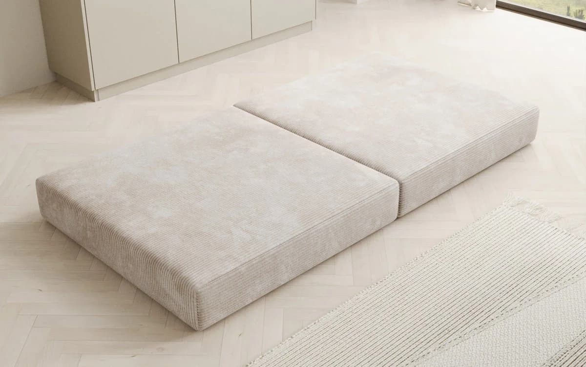 Luxusbetten24 Lazy Beistellhocker Beige Cord - Bild 4