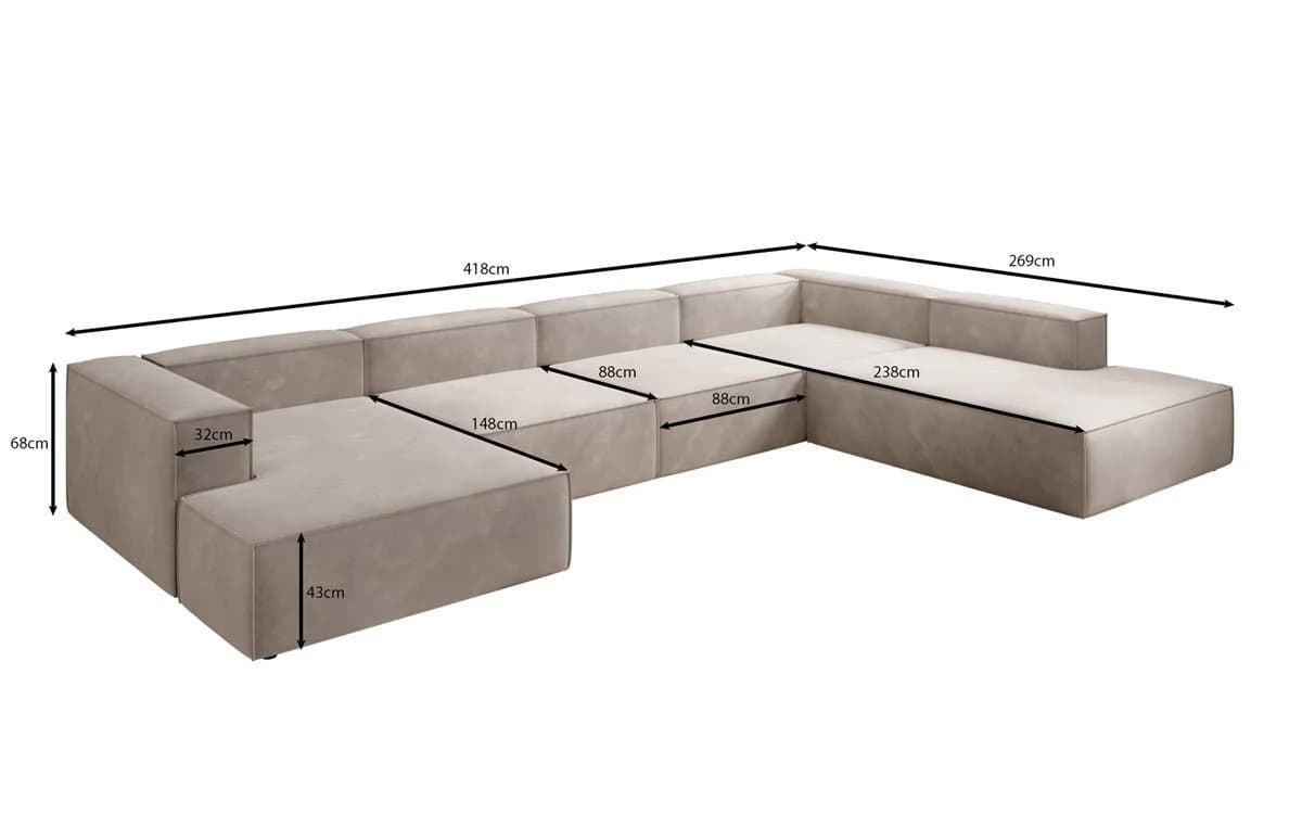 Luxusbetten24 Designer Sofa Lesley U XXL Samtbezug Beige - Bild 3