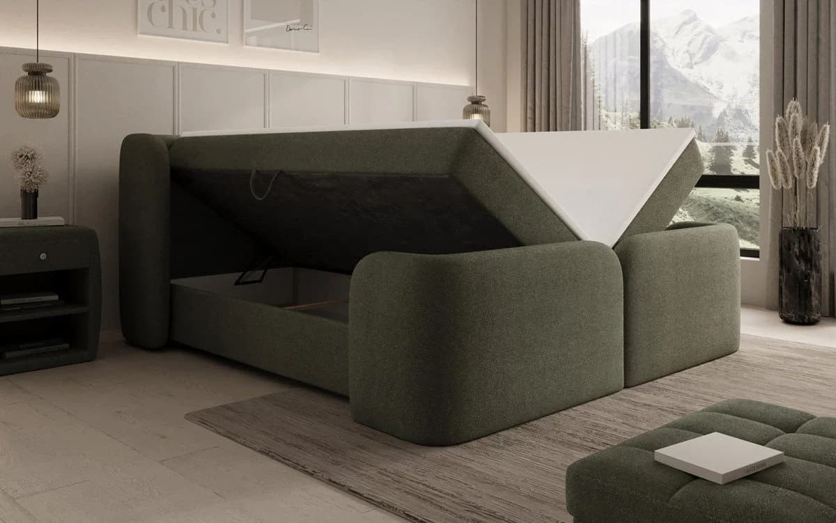 Luxusbetten24 Boxspringbett Riva Grün Bouclé mit Stauraum - Bild 4
