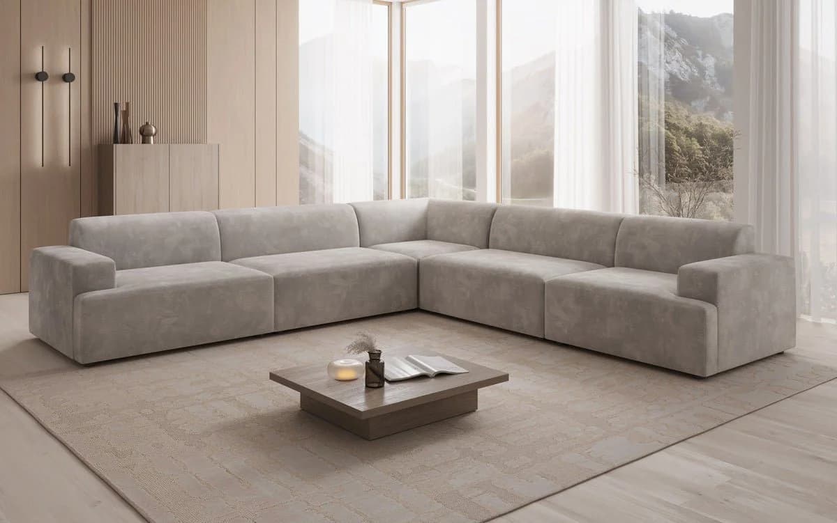 Luxusbetten24 Designer Sofa Monza Wohnlandschaft L XXL Samt Grau