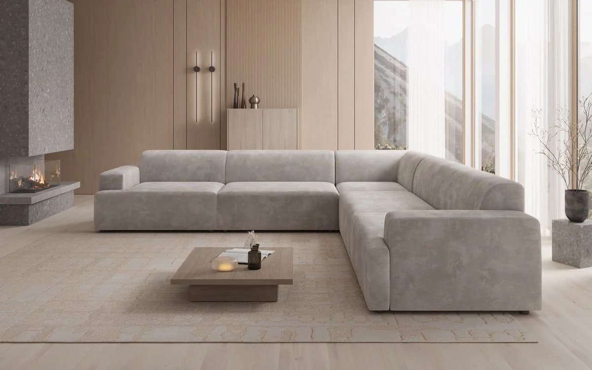Luxusbetten24 Designer Sofa Monza Wohnlandschaft L XXL Samt Grau - Bild 3