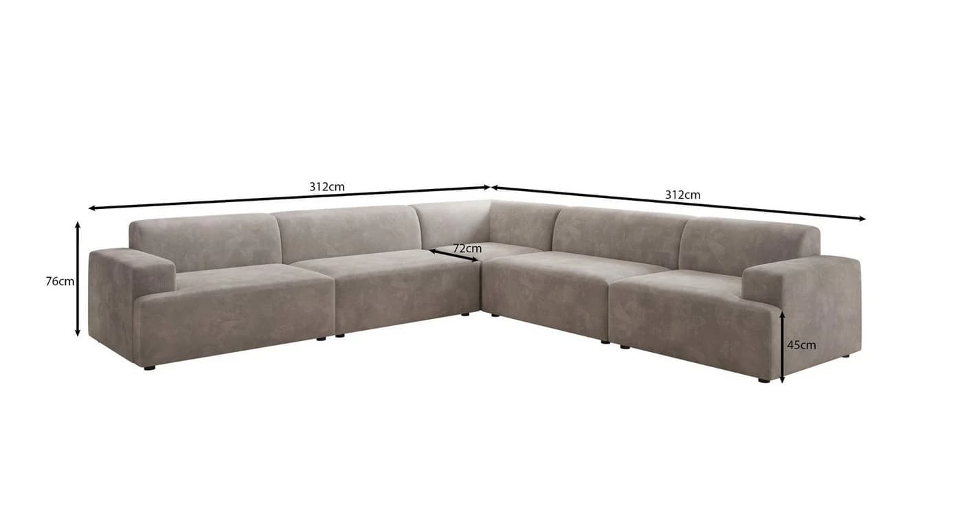 Luxusbetten24 Designer Sofa Monza Wohnlandschaft L XXL Samt Grau - Bild 4
