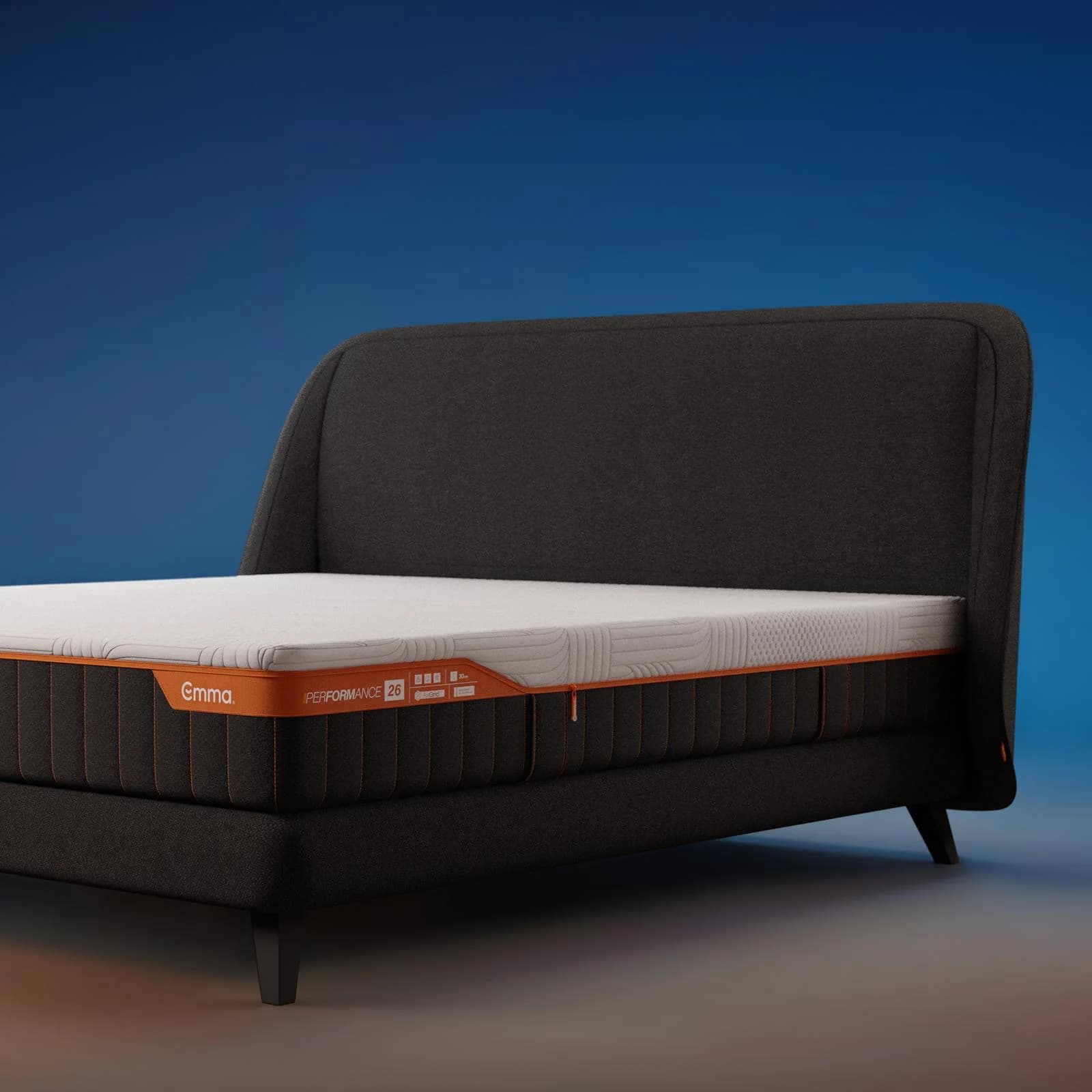 Emma Performance Boxspringbett Grau mit Taschenfederkern und Massivholzbeinen