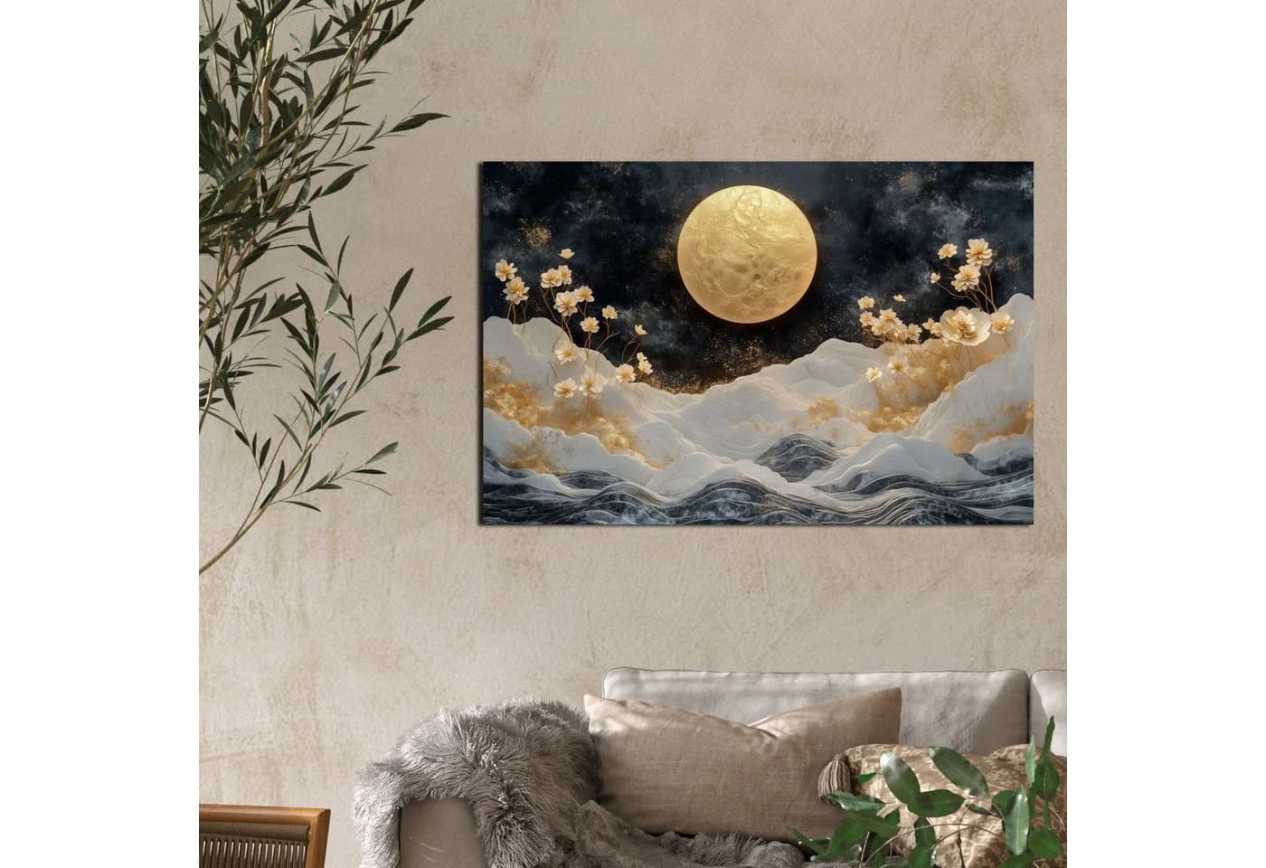 Abstraktes Leinwandbild XXL Gold Schwarz Wanddeko - Bild 4