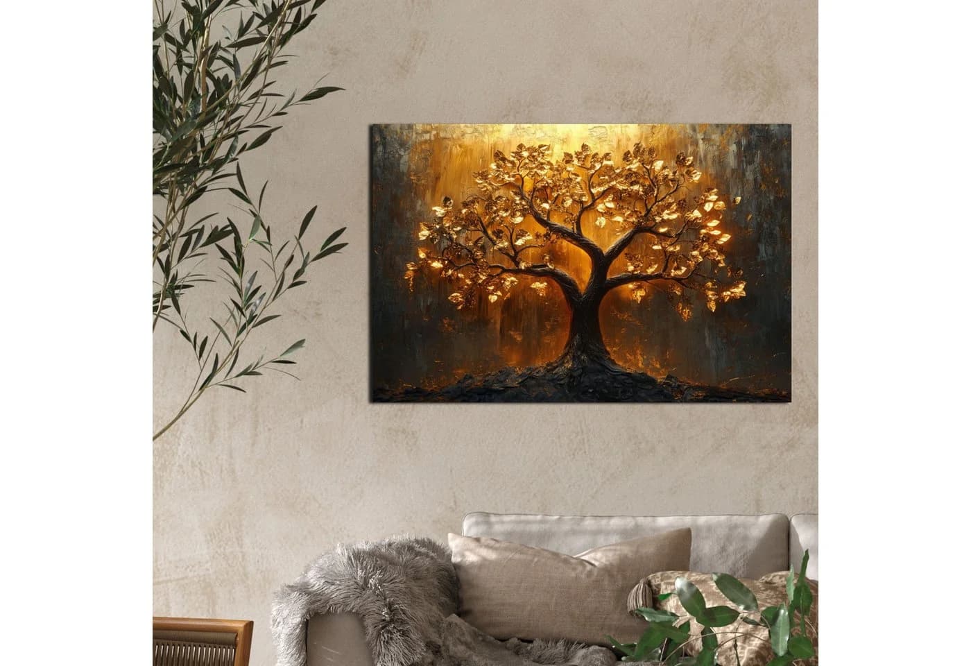 DARO Design Leinwandbild Modern Abstrakt Wandbild Gold Schwarz Beige - Bild 4