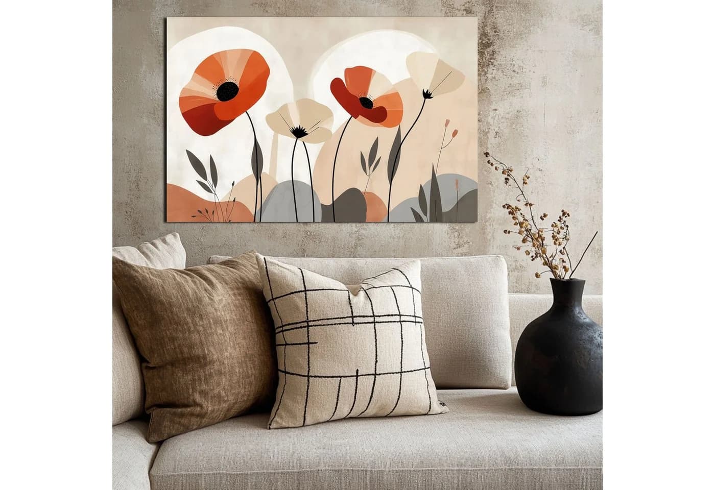DARO Design Leinwandbild Modern Abstrakt Rot Gold