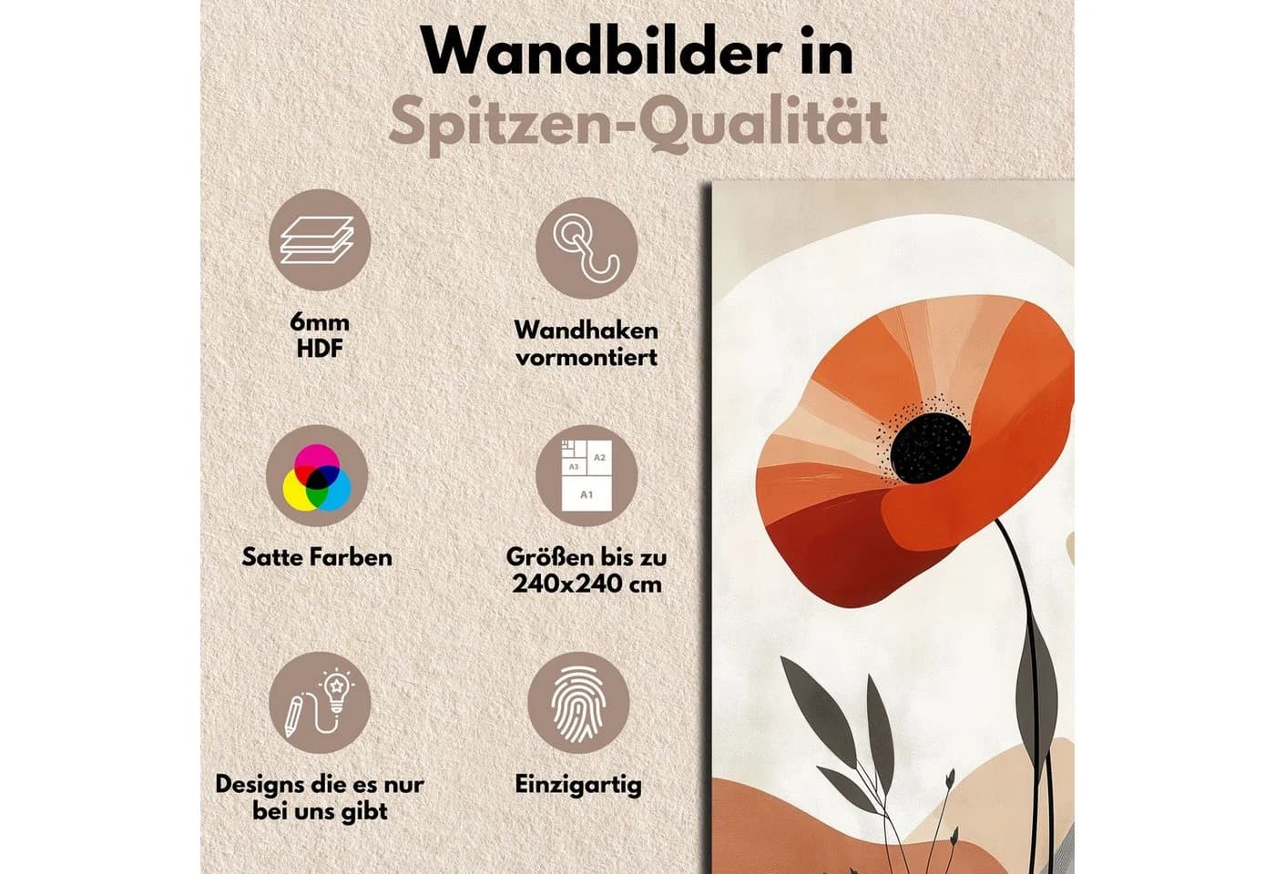 DARO Design Leinwandbild Modern Abstrakt Rot Gold - Bild 3