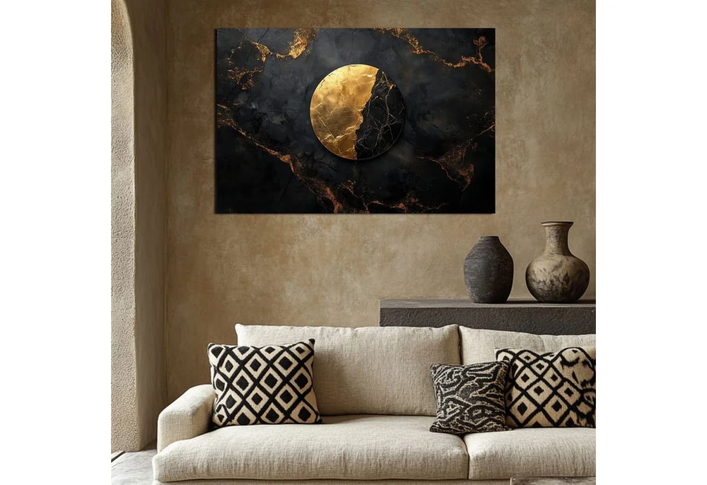 DARO Leinwandbild Abstrakt Schwarz Gold XXL Wandbild - Bild 5
