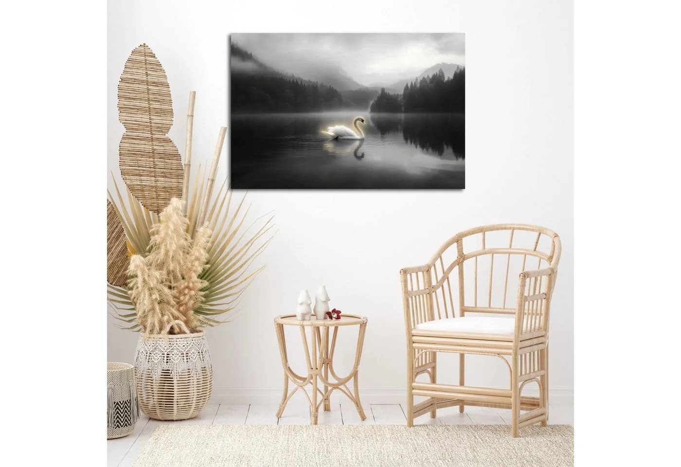 DARO Design Leinwandbild Modern Abstrakt Weiß/Schwarz