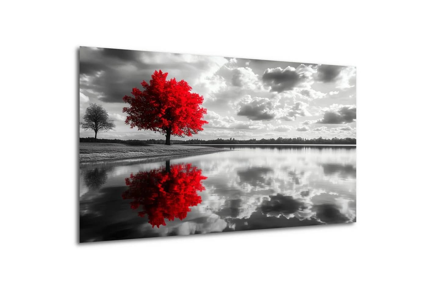 DARO Design Leinwandbild Modern Abstrakt Roter Baum Wandbild Querformat - Bild 2