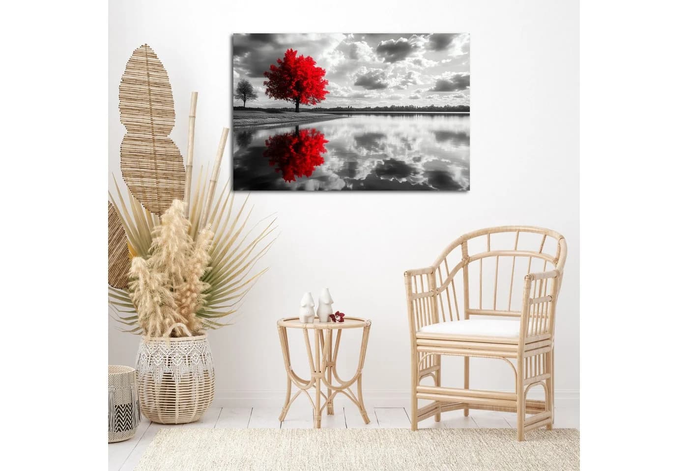 DARO Design Leinwandbild Modern Abstrakt Roter Baum Wandbild Querformat - Bild 3